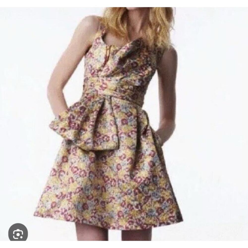 Zac Posen for Target metallic mini dress brocade party floral wedding guest med